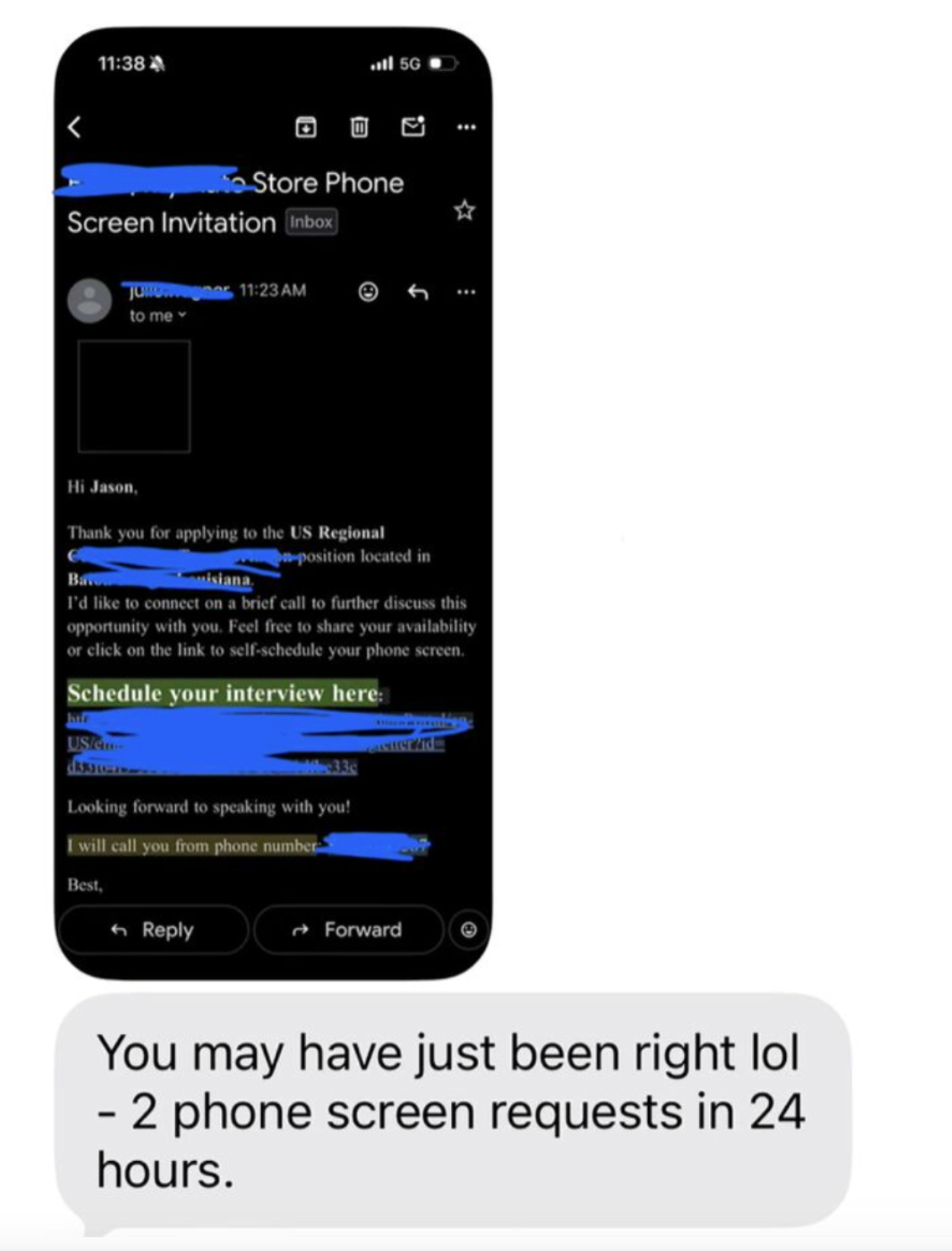 Jason: 2 phone screens in 24 hours